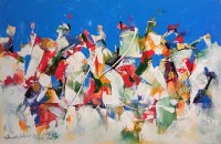 Mashkoor Raza, 30 x 48 Inch, Oil on Canvas, Abstract Painting, AC-MR-723
